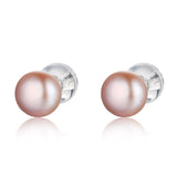 1Pair Sterling silver half round freshwater pearl stud 3-10mm All kinds of models  ear stud  SLE077-HZ