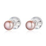 1Pair Sterling silver half round freshwater pearl stud 3-10mm All kinds of models  ear stud  SLE077-HZ