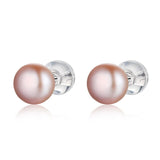 1Pair Sterling silver half round freshwater pearl stud 3-10mm All kinds of models  ear stud  SLE077-HZ