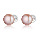 1Pair Sterling silver half round freshwater pearl stud 3-10mm All kinds of models  ear stud  SLE077-HZ