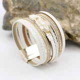 Fashion Irregular Natural Pearl Bracelets Women Jewelry Multilayer Leather Weave Magnet Clasp High Quality Bangle Bracelet