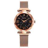 Luxury Women Watch Diamond Style Magnetic Starry Sky Female Quartz Noctilucent Button Clock Fashion Trend Simple Have Needles
