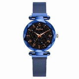 Luxury Women Watch Diamond Style Magnetic Starry Sky Female Quartz Noctilucent Button Clock Fashion Trend Simple Have Needles