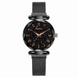 Luxury Women Watch Diamond Style Magnetic Starry Sky Female Quartz Noctilucent Button Clock Fashion Trend Simple Have Needles