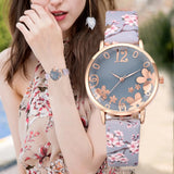 Fashion Casual Leather Strap Women Watch Emboss Flowers Quartz Watch Women Luxury Ladies Dress Wristwatches relogio feminino