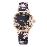 Fashion Casual Leather Strap Women Watch Emboss Flowers Quartz Watch Women Luxury Ladies Dress Wristwatches relogio feminino