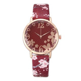 Fashion Casual Leather Strap Women Watch Emboss Flowers Quartz Watch Women Luxury Ladies Dress Wristwatches relogio feminino