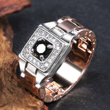Huitan Creative Watch Shaped Ring With Joint Band Fashion Knockle Midi Rings Man Fashion Men Accessories Factory Wholesale