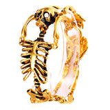 U7 Skull Bracelet Big Skeleton Bones Statement Punk Jewelry Gold Color Stainless Steel Halloween Gift Gothic Bracelets Men H857