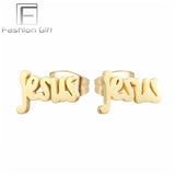 FGifter Hiphop Rock Jesus Stud Earrings Gold Silver Color Small Earring Women Men's Stainless Steel Ear Piercing Jewelry