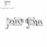 FGifter Hiphop Rock Jesus Stud Earrings Gold Silver Color Small Earring Women Men's Stainless Steel Ear Piercing Jewelry