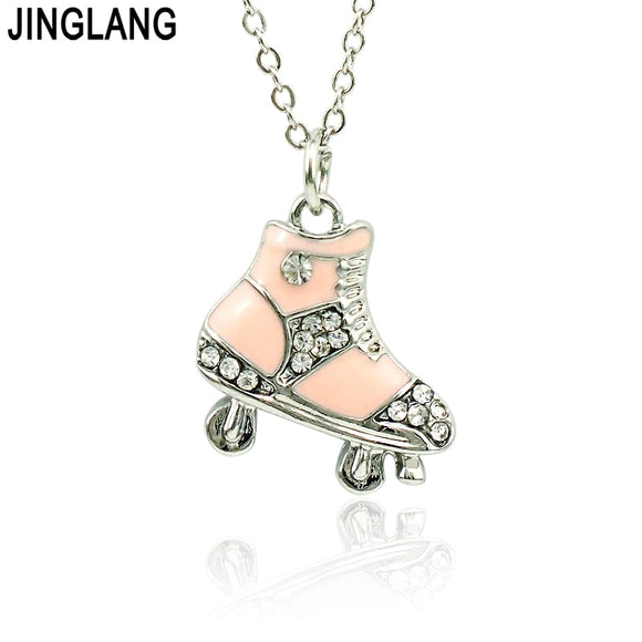 JINGLANG Fashion Pendant Necklace  2018 New Rhinestone Skate Pendants Best Friends Women Necklace For Valentines Gift Jewelry