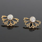Fashion Crystal Ear Jacket Earrings Gold Silver Back Cuff Stud Earrings For Women Statement Jewelry Ear Studs Boucle D'oreille