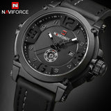 NAVIFORCE Mens Watches Top Brand Luxury Sport Quartz-Watch Leather Strap Clock Men Waterproof Wristwatch relogio masculino 9099