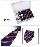 2019 mens fashion tie set silk neckties dot ties for men tie handkerchief cufflinks gift box packing men's clothing accessories