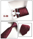 2019 mens fashion tie set silk neckties dot ties for men tie handkerchief cufflinks gift box packing men's clothing accessories