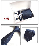 2019 mens fashion tie set silk neckties dot ties for men tie handkerchief cufflinks gift box packing men's clothing accessories