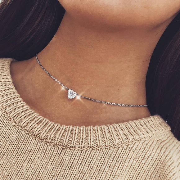 Small Heart Choker Necklace For Women Gold Silver Chain Smalll Love Necklace Pendant In Collar Bohemian Chocker Necklace Jewelry
