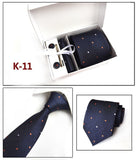 2019 mens fashion tie set silk neckties dot ties for men tie handkerchief cufflinks gift box packing men's clothing accessories