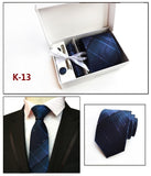 2019 mens fashion tie set silk neckties dot ties for men tie handkerchief cufflinks gift box packing men's clothing accessories