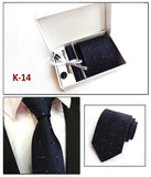2019 mens fashion tie set silk neckties dot ties for men tie handkerchief cufflinks gift box packing men's clothing accessories
