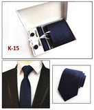 2019 mens fashion tie set silk neckties dot ties for men tie handkerchief cufflinks gift box packing men's clothing accessories