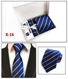 2019 mens fashion tie set silk neckties dot ties for men tie handkerchief cufflinks gift box packing men's clothing accessories
