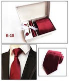 2019 mens fashion tie set silk neckties dot ties for men tie handkerchief cufflinks gift box packing men's clothing accessories