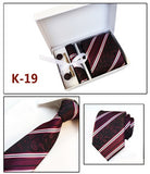 2019 mens fashion tie set silk neckties dot ties for men tie handkerchief cufflinks gift box packing men's clothing accessories