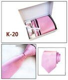 2019 mens fashion tie set silk neckties dot ties for men tie handkerchief cufflinks gift box packing men's clothing accessories