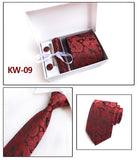 2019 mens fashion tie set silk neckties dot ties for men tie handkerchief cufflinks gift box packing men's clothing accessories