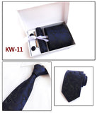2019 mens fashion tie set silk neckties dot ties for men tie handkerchief cufflinks gift box packing men's clothing accessories
