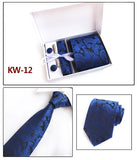 2019 mens fashion tie set silk neckties dot ties for men tie handkerchief cufflinks gift box packing men's clothing accessories