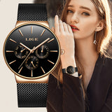 2019 Classic Women Rose Gold Top Brand Luxury Laides Dress Business Fashion Casual Waterproof Watches Quartz Calendar Wristwatch