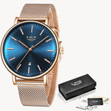 2019 Classic Women Rose Gold Top Brand Luxury Laides Dress Business Fashion Casual Waterproof Watches Quartz Calendar Wristwatch