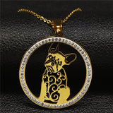 2019 Fashion Cat Stainless Steel Necklaces for Women Round Crystal Silver Color Statement Necklace Jewelry collar gato N18259