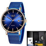 LIGE Fashion Mens Watches Top Brand Luxury Blue Waterproof Watches Ultra Thin Date Simple Casual Quartz Watch Men Sports Clock