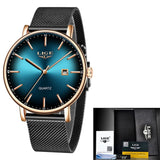 LIGE Fashion Mens Watches Top Brand Luxury Blue Waterproof Watches Ultra Thin Date Simple Casual Quartz Watch Men Sports Clock