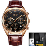 LIGE Mens Watches Top Brand Luxury Chronograph Men Watch Leather Waterproof Sports Watch Male Military Clock Relogio Masculino
