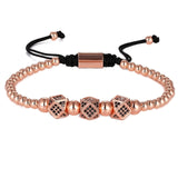3pcs/Set Punk CZ Micro Pave Crown Beads Bracelet For Men Women Braided Rope Chain Luxury Fashion Jewelry Gift Resize 16-25cm