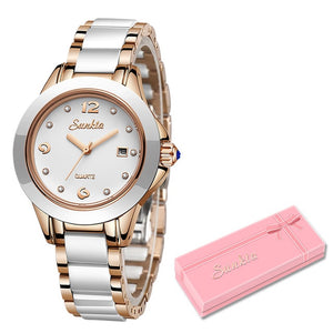 SUNKTA Fashion Women Watches Rose Gold Ladies Bracelet Watches Reloj Mujer 2019New Creative Waterproof Quartz Watches For Women