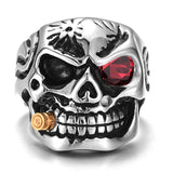 Qevila New Fashion Punk Domineering Smokes Skull Head Finger Ring For Men Knuckle Gothic Jewelry Silver Color Biker Rings Male