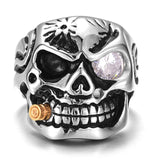 Qevila New Fashion Punk Domineering Smokes Skull Head Finger Ring For Men Knuckle Gothic Jewelry Silver Color Biker Rings Male